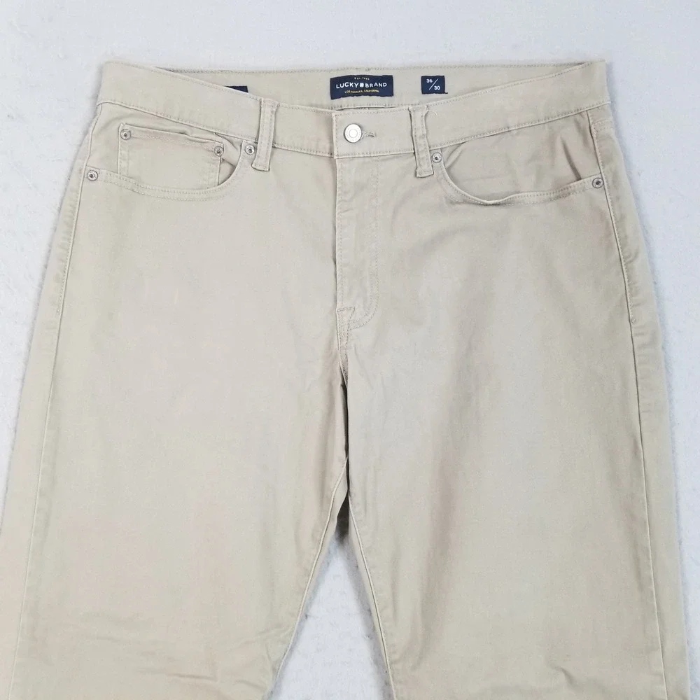 Lucky Brand Pants Mens 36x30 Tan 121 Slim Khaki‎ Chino Stretch 5-Pocket Jeans